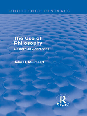 cover image of The Use of Philosophy (Routledge Revivals)